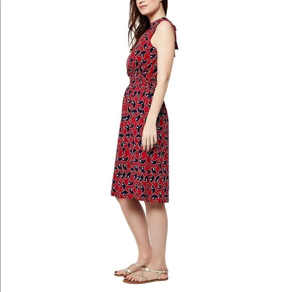NEW! LEOTA Ladies Aria Dress in Color Red Westport Geo Chili Pepper Print - Picture 3 of 12